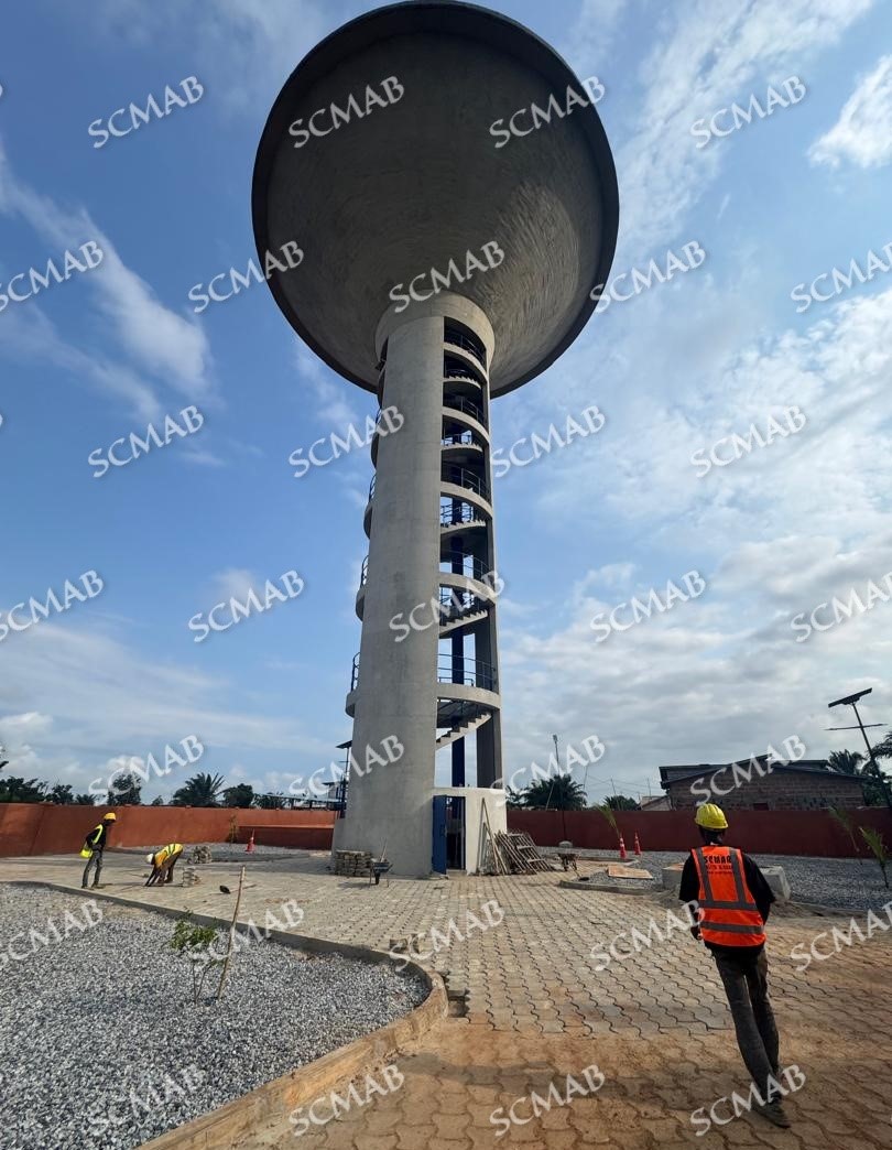 Chantier SCMAB — château d'eau en construction